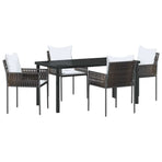 Garden Dining Set 5 pcs Brown and Black PE Rattan