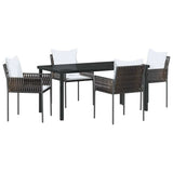 Garden Dining Set 5 pcs Brown and Black PE Rattan - Front View