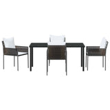Garden Dining Set 5 pcs Brown and Black PE Rattan - Close-Up Angle