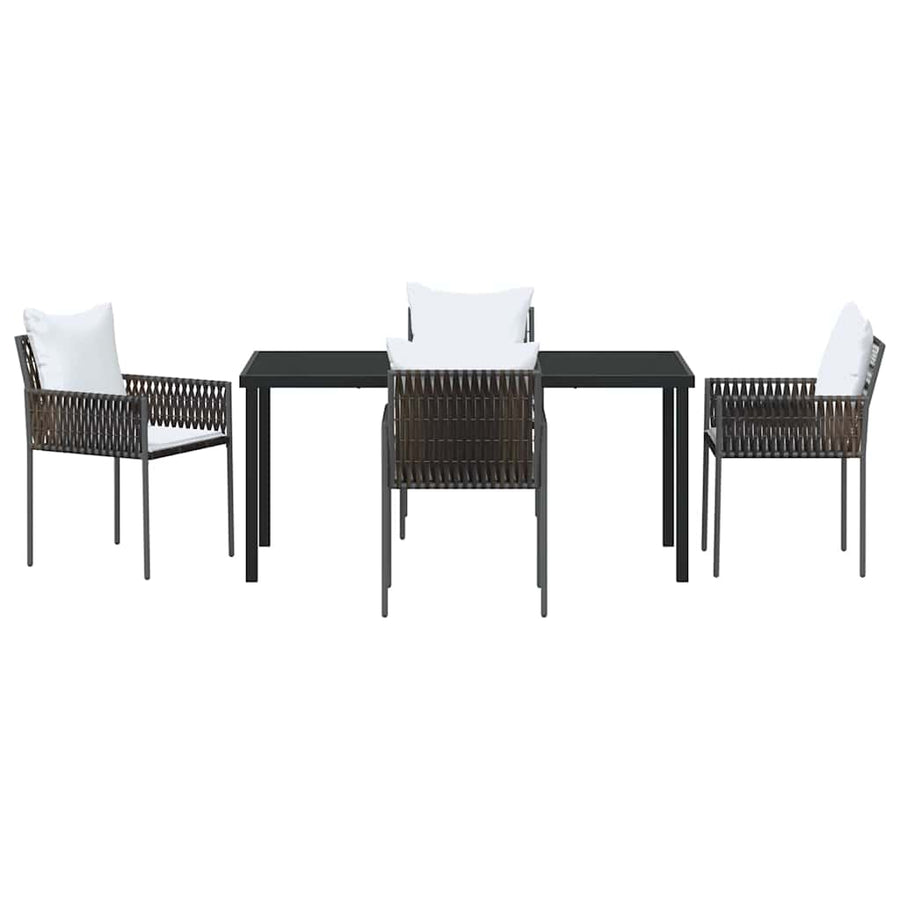 Garden Dining Set 5 pcs Brown and Black PE Rattan