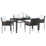 Garden Dining Set 5 pcs Brown and Black PE Rattan