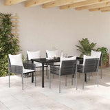 Garden Dining Set 7 pcs Brown and Black PE Rattan - Top-Down View