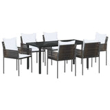 Garden Dining Set 7 pcs Brown and Black PE Rattan