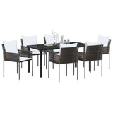 Garden Dining Set 7 pcs Brown and Black PE Rattan - Side View
