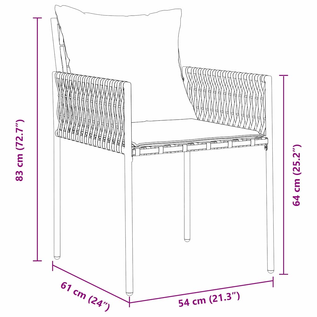 Garden Dining Set 7 pcs Brown and Black PE Rattan