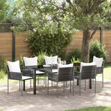 Garden Dining Set 7 pcs Brown and Black PE Rattan