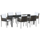 Garden Dining Set 7 pcs Brown and Black PE Rattan