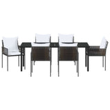 Garden Dining Set 7 pcs Brown and Black PE Rattan - Close-Up Angle