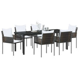 Garden Dining Set 7 pcs Brown and Black PE Rattan
