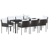 Garden Dining Set 9 pcs Brown and Black PE Rattan - Side View