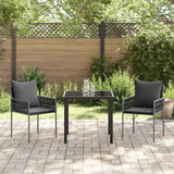 Garden Dining Set 3 pcs Black and Grey PE Rattan - Top-Down View