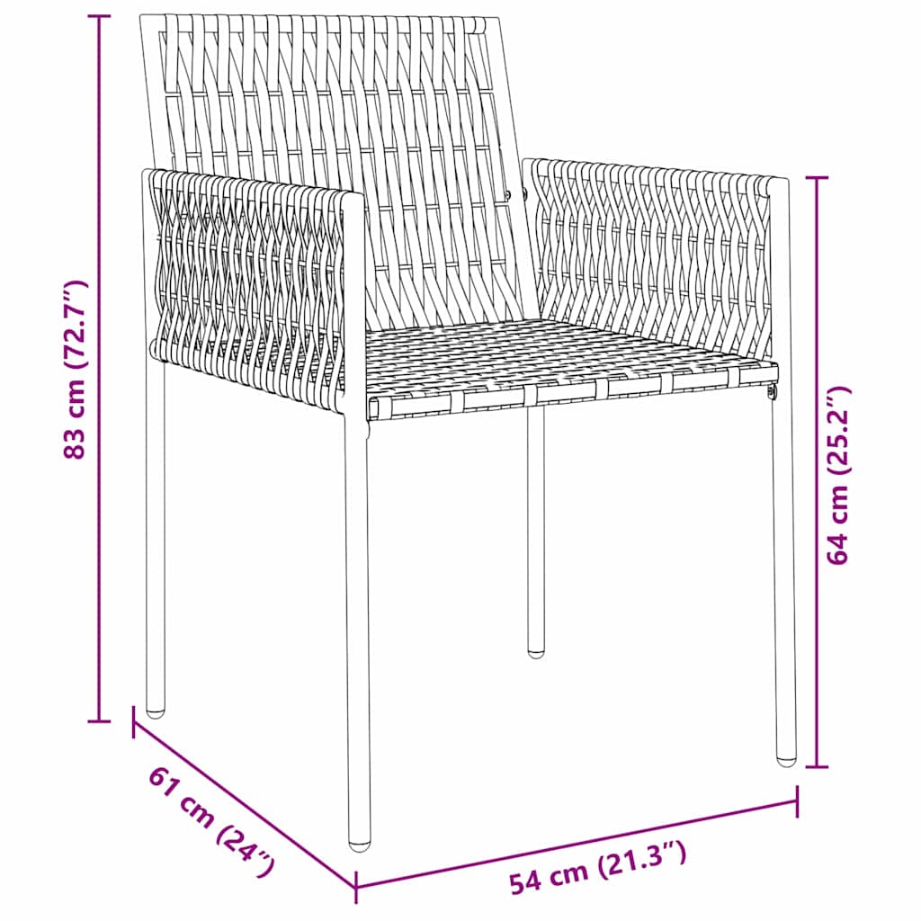 Garden Dining Set 3 pcs Black and Grey PE Rattan