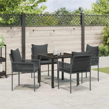 Garden Dining Set 5 pcs Black and Grey PE Rattan