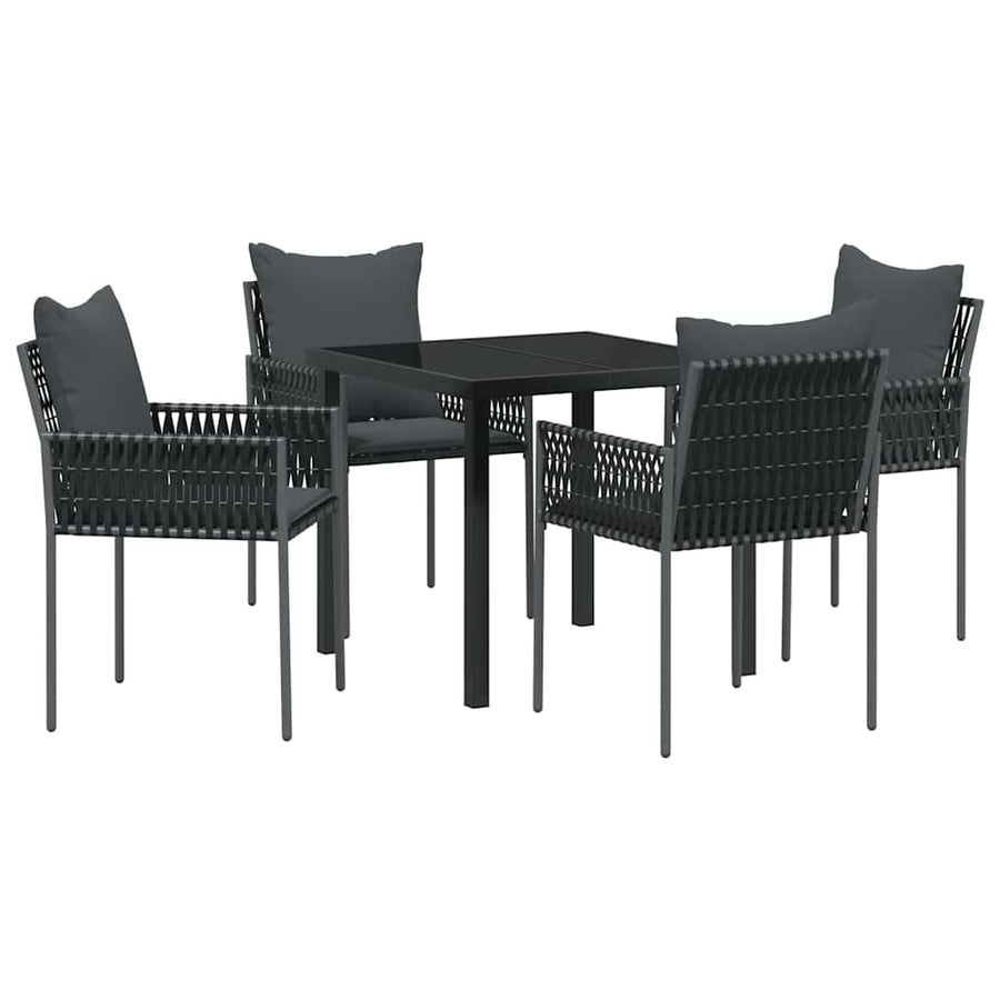 Garden Dining Set 5 pcs Black and Grey PE Rattan