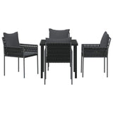 Garden Dining Set 5 pcs Black and Grey PE Rattan