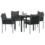 Garden Dining Set 5 pcs Black and Grey PE Rattan