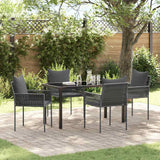 Garden Dining Set 5 pcs Black and Grey PE Rattan
