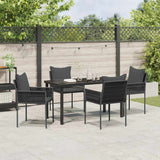 Garden Dining Set 5 pcs Black and Grey PE Rattan