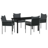Garden Dining Set 5 pcs Black and Grey PE Rattan - Front View