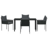 Garden Dining Set 5 pcs Black and Grey PE Rattan - Close-Up Angle