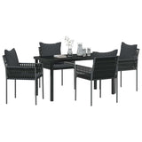 Garden Dining Set 5 pcs Black and Grey PE Rattan