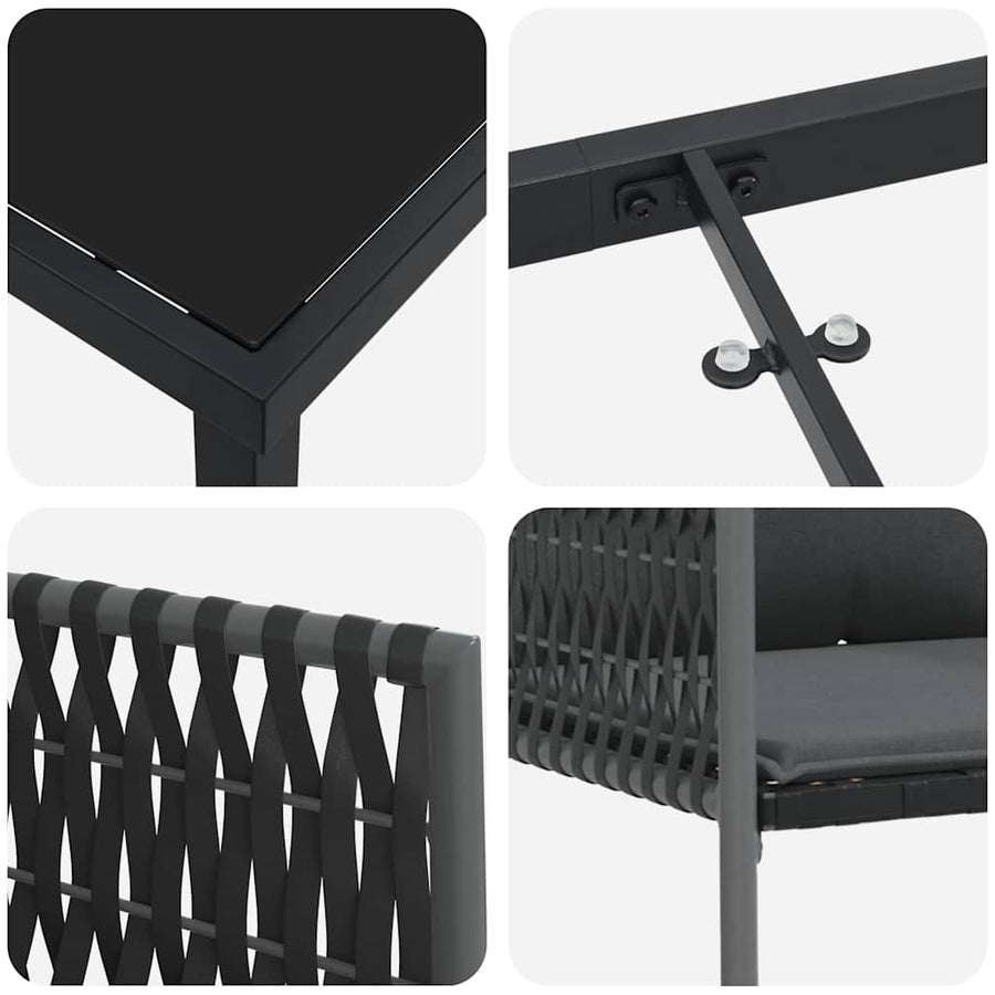 Garden Dining Set 5 pcs Black and Grey PE Rattan