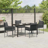 Garden Dining Set 5 pcs Black and Grey PE Rattan