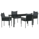 Garden Dining Set 5 pcs Black and Grey PE Rattan
