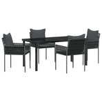 Garden Dining Set 5 pcs Black and Grey PE Rattan