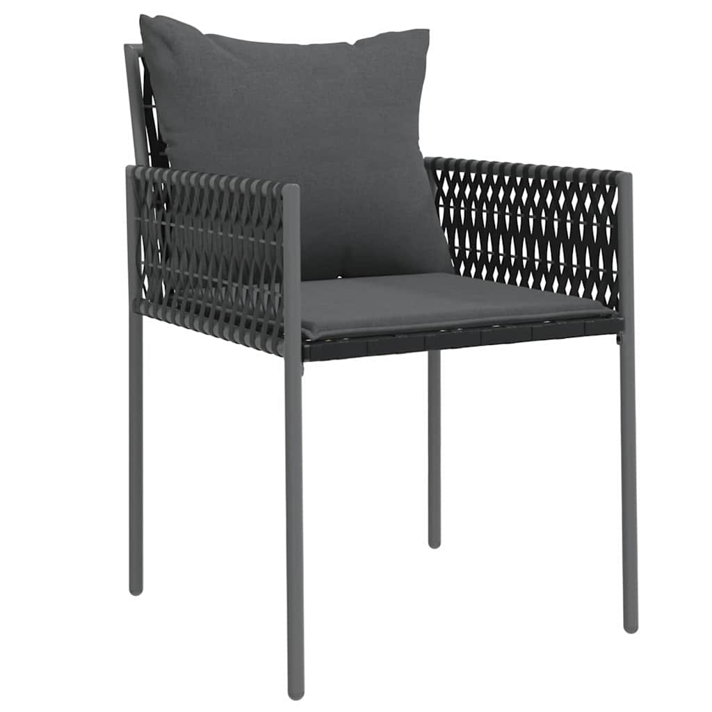Garden Dining Set 5 pcs Black and Grey PE Rattan