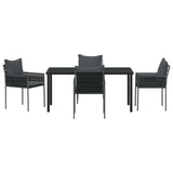 Garden Dining Set 5 pcs Black and Grey PE Rattan - Close-Up Angle
