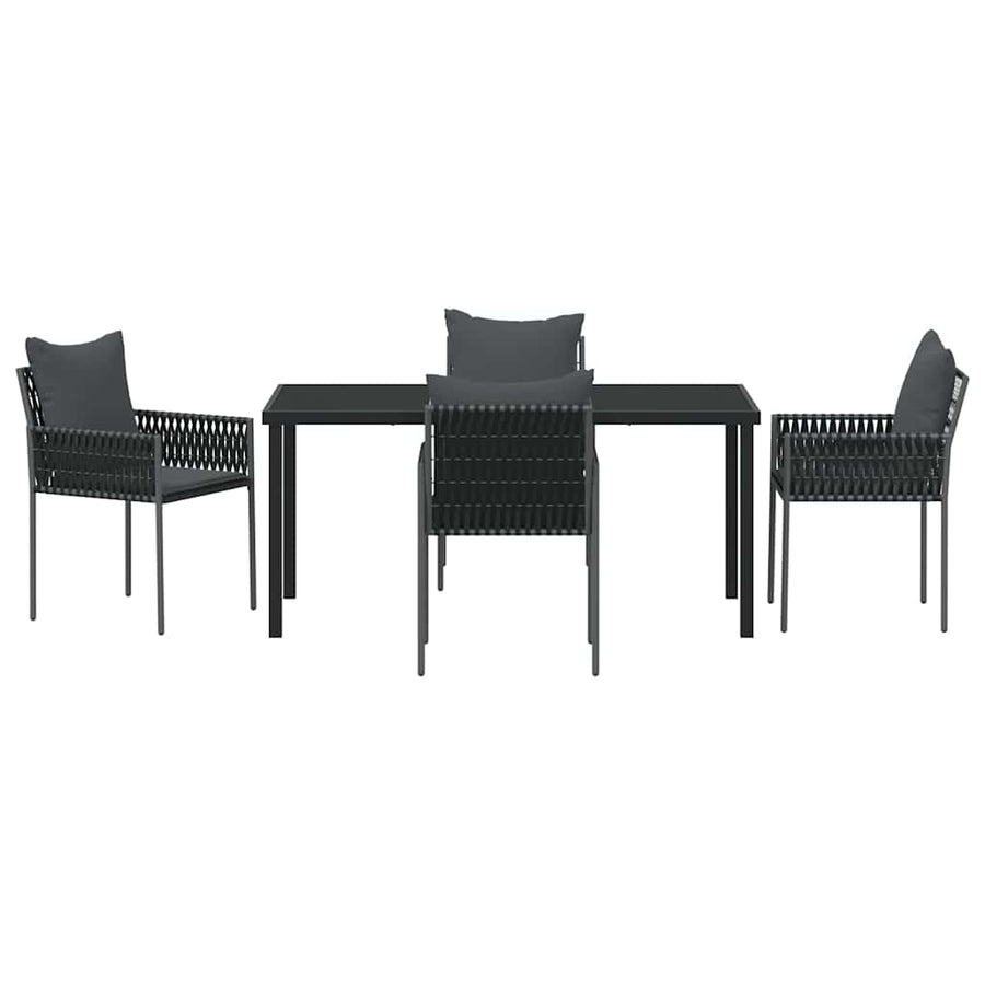 Garden Dining Set 5 pcs Black and Grey PE Rattan