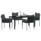 Garden Dining Set 5 pcs Black and Grey PE Rattan