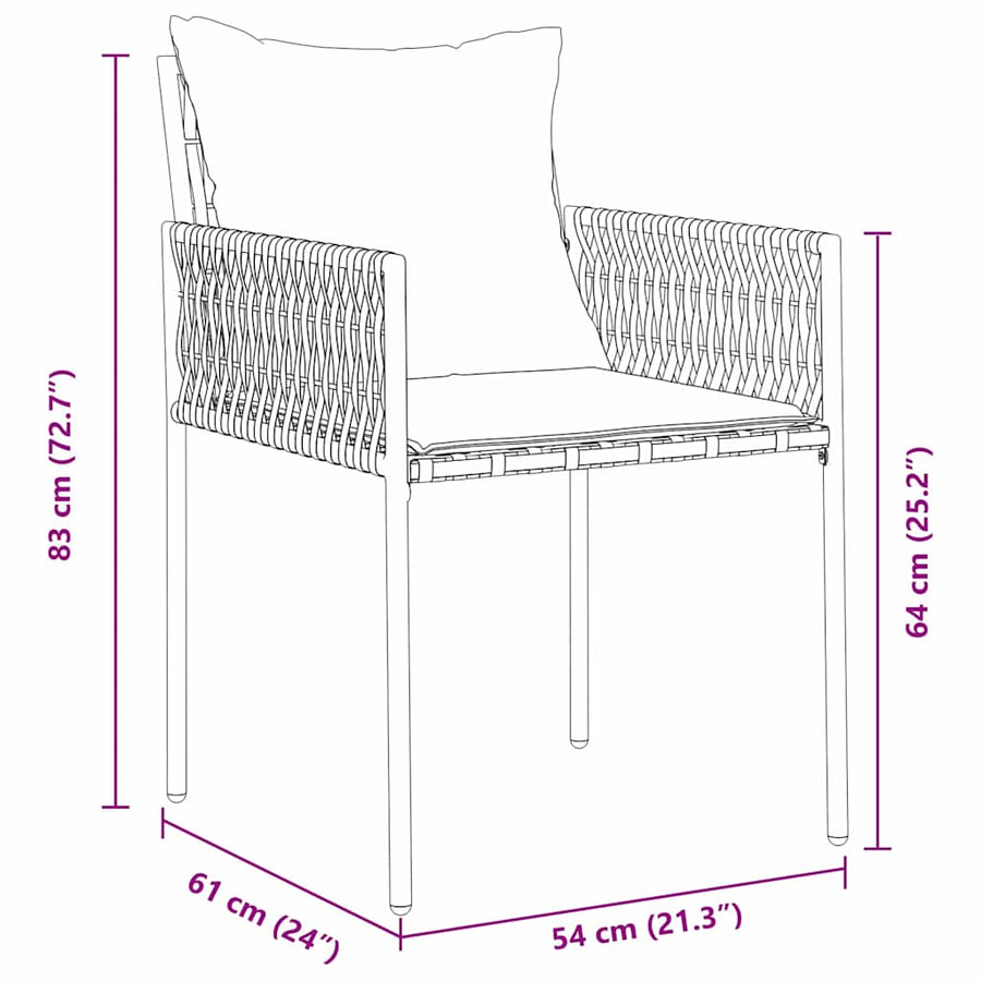 Garden Dining Set 5 pcs Black and Grey PE Rattan