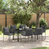 Garden Dining Set 7 pcs Black and Grey PE Rattan