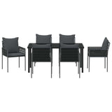 Garden Dining Set 7 pcs Black and Grey PE Rattan - Close-Up Angle