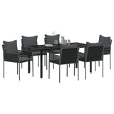 Garden Dining Set 7 pcs Black and Grey PE Rattan - Side View