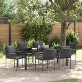 Garden Dining Set 7 pcs Black and Grey PE Rattan