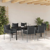Garden Dining Set 7 pcs Black and Grey PE Rattan