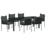 Garden Dining Set 7 pcs Black and Grey PE Rattan