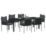 Garden Dining Set 7 pcs Black and Grey PE Rattan - Side View