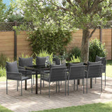 Garden Dining Set 9 pcs Black and Grey PE Rattan