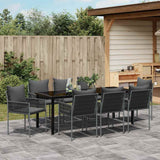 Garden Dining Set 9 pcs Black and Grey PE Rattan