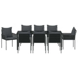 Garden Dining Set 9 pcs Black and Grey PE Rattan - Close-Up Angle