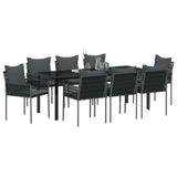 Garden Dining Set 9 pcs Black and Grey PE Rattan - Side View