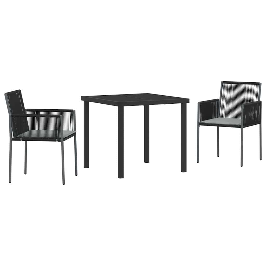 Garden Dining Set 3 pcs Black PE Rattan