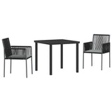 Garden Dining Set 3 pcs Black PE Rattan