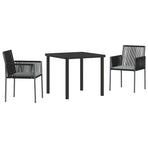 Garden Dining Set 3 pcs Black PE Rattan