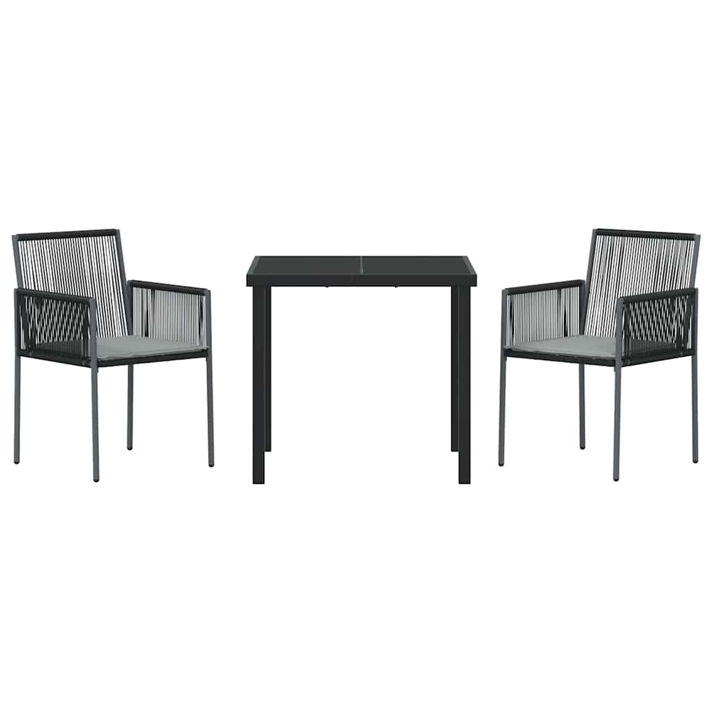 Garden Dining Set 3 pcs Black PE Rattan