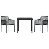 Garden Dining Set 3 pcs Black PE Rattan